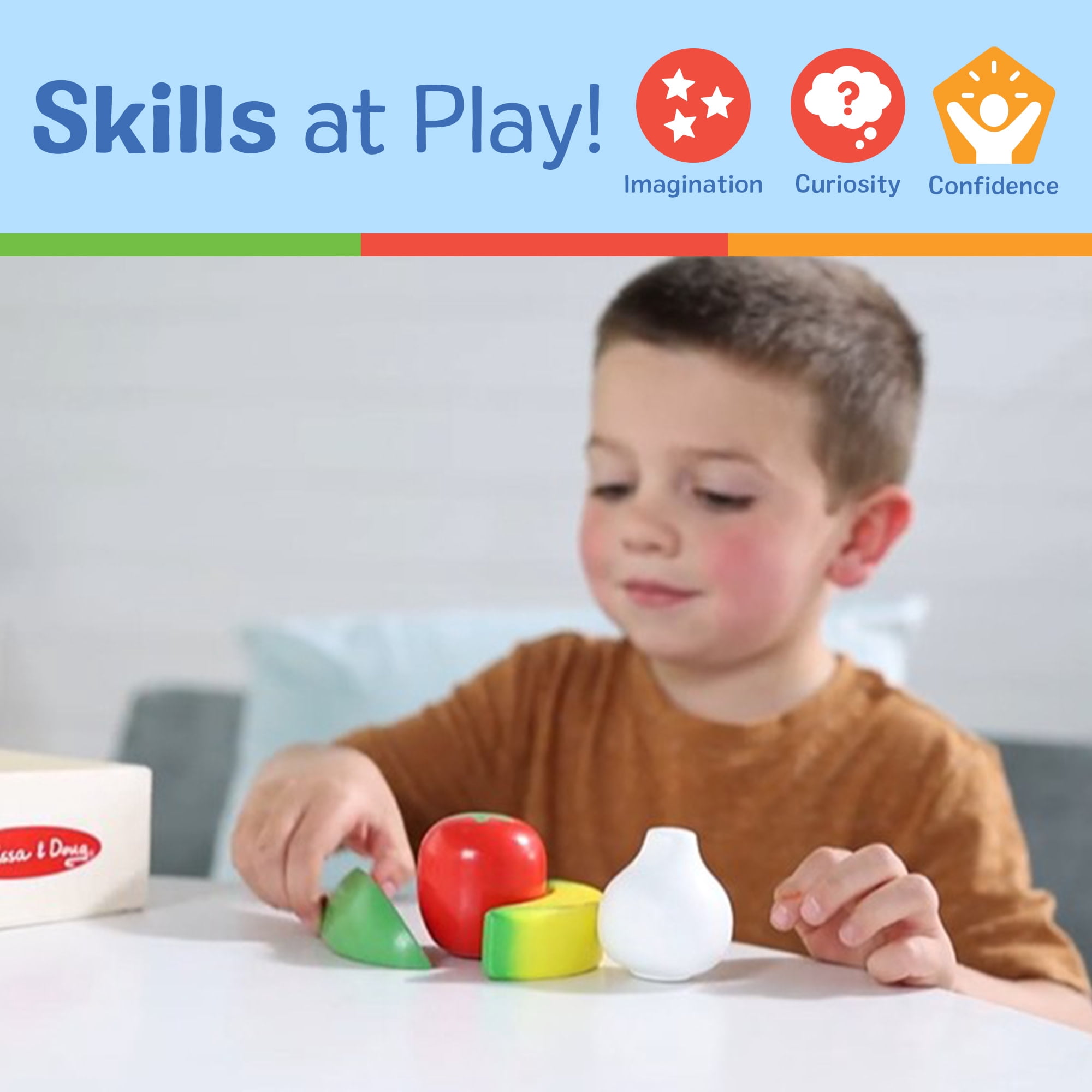 Melissa & Doug Food Groups Wooden Play Food Set with Crate – Produce - FSC Certified