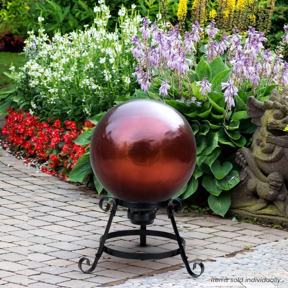 10" Berry Red Shiny Outdoor Patio Garden Gazing Ball