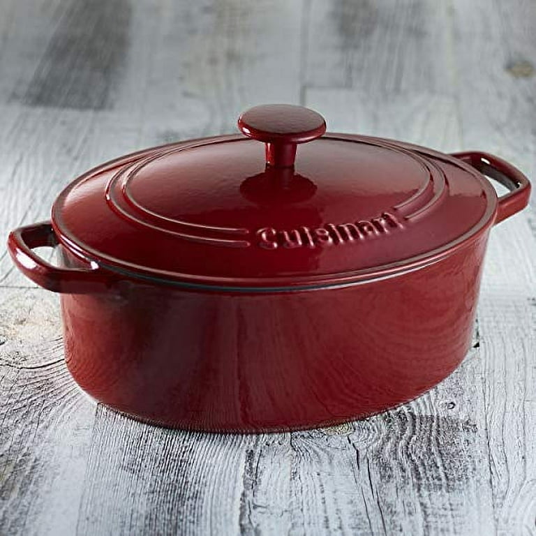 Cuisinart Chef's Classic Enameled Cast Iron 5-1/2-Quart Oval Covered Casserole, Cardinal Red: Cast Iron Enamel Dutch Oven Cuisinart: Home & Kitchen