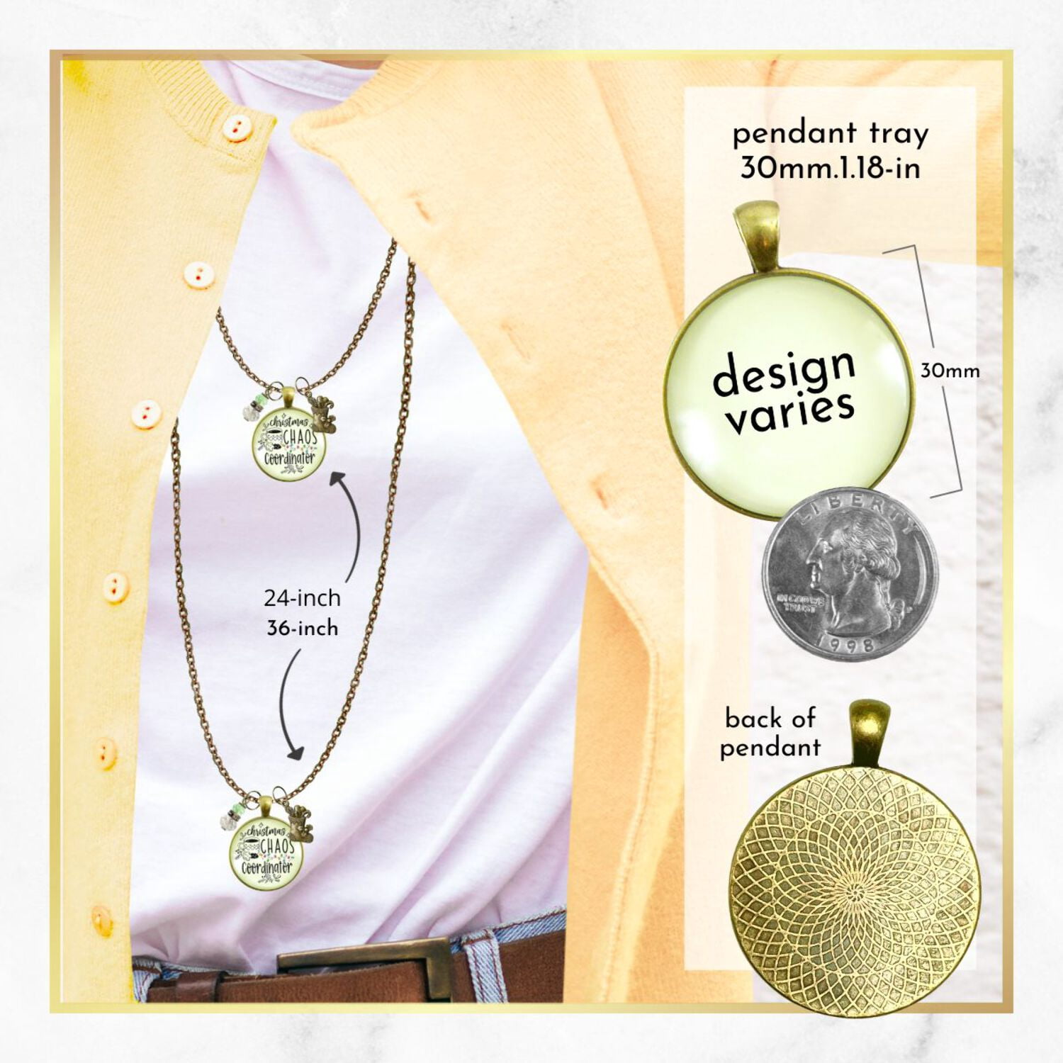 Christmas Chaos Coordinator Fun Holiday Necklace Gutsy Goodness Female Adult Bronze Metal Jewelry