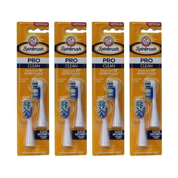 Arm & Hammer Spinbrush Pro Clean Replacement Brush Heads Medium - 2 ea, Pack of 4