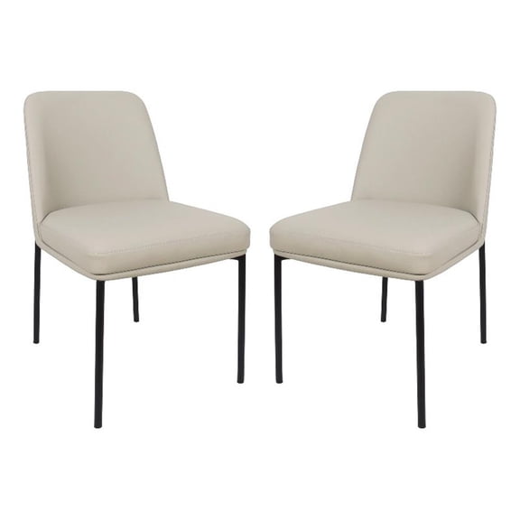 Loft Contemporary Vegan Leather Metal Side Chair in Stone Gray - Set of 2