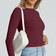 thumbnail image 4 of WTXUE Crewneck Sweatshirt Tube Tops Solid Color Blouses Long Sleeve Shirts Basic Tees Pullover Crop Tops Slim Fitted Tops Womens Running Shirts Womens Fashion Tops Rd3 M, 4 of 6