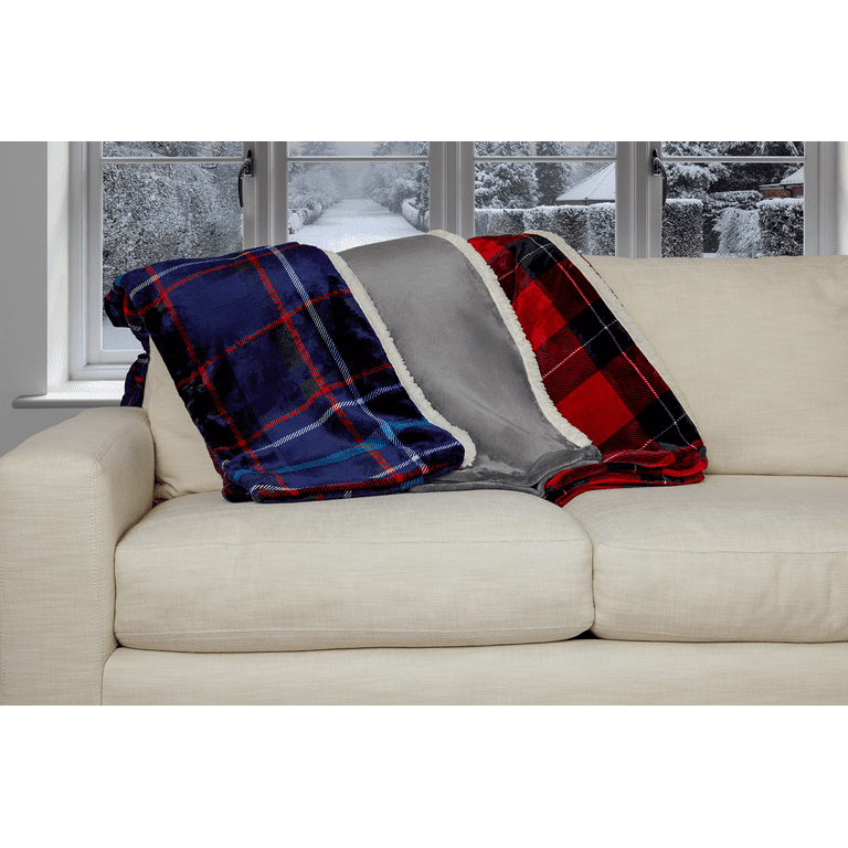 ClimateRight by Cuddl Duds Foot Pocket Plush Throw Red Buffalo Plaid 50