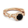 thumbnail image 2 of Vintage 1.93 Ctw Black Spinel 925 Sterling Silver Rose Vermeil Split Shank Women Mother's Day Gift Ring, 2 of 3