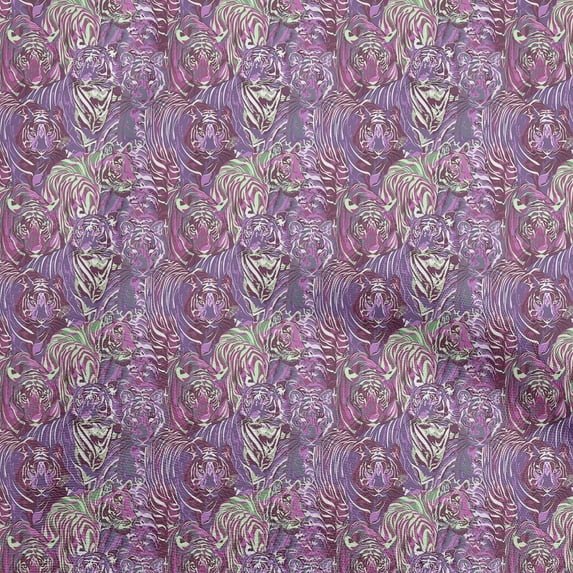 oneOoneSilkTabbyPurpleFabricAnimalSewingFabricByTheYardPrintedDiyClothingSewingSupplies42InchWide