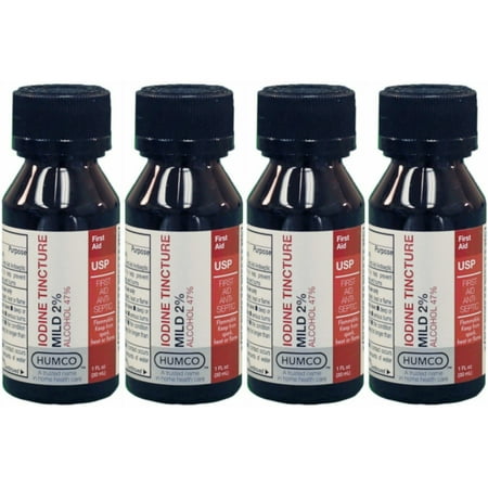 Humco Iodine Tincture Mild 2% 1 oz., Pack of 4