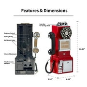 Ryan Bros. American Retro 1950s Payphone with Coin Bank Wall-Mount Corded Phone (Pink)