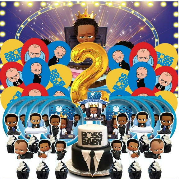 Boss Baby Africa Boy Balloons Party Supplies 2nd Decor Tableware Birthday Cake Topper Decorations Banner Backdrop