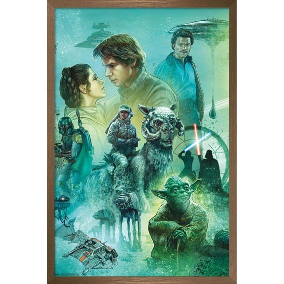 Star Wars: The Empire Strikes Back - Celebration Mural Wall Poster, 14.725" x 22.375", Framed
