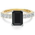 thumbnail image 3 of Gem Stone King 14K White And Yellow Gold Black Onyx and Lab Grown Diamond Engagement Ring for Women | 4.09 Cttw | Octagon 10X8MM | Gemstone December Birthstone | Size 7, 3 of 6