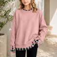 thumbnail image 2 of HIPYLO Girls Crew Neck Long Sleeve Sweatshirt with Contrast Trim Pullover Top Casual Loose Fit Shirt for Toddler Kids Teen Tween, 2 of 7
