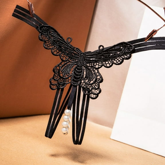 snowsong Womens Underwear,New 2024 Women's Butterfly Temptation Breathable Perspective Thong,Thongs for Women,Low-waisted Underwear,Plus Size Underwear, Black One Size