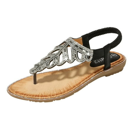 

noarlalf sandals for women dressy summer summer women ladies bohemia bling flat sandals beach casual shoes womens sandals