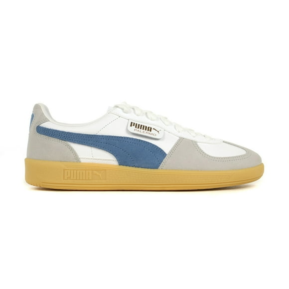PUMA Men’s Palermo Leather White/Blue Horizon/Gum Sneakers 39646414<span> - </span>9.5