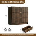 thumbnail image 2 of Walnut Dresser for Bedroom, Modern Dresser with 3 Drawers and Smooth Slides, Wide Chest of Drawers with Golden Handles for Bedroom, Living Room, Closet, 15.7" D x 31.5" W x 29.6" H, 2 of 15