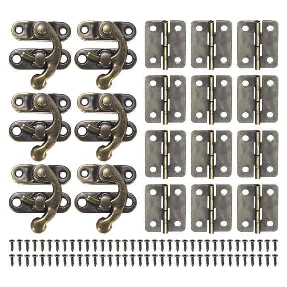 Uxcell 6-Pack Small Door Hinges, 1.06in (27mm) Iron Interior Folding Butt Mini Hinges with Latch Hook; Screw for Jewelry Box