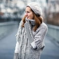 thumbnail image 2 of Medio guantes de invierno para mujer, 2 pares de manoplas calentadoras de brazos sin dedos de punto cálido, 2 of 7