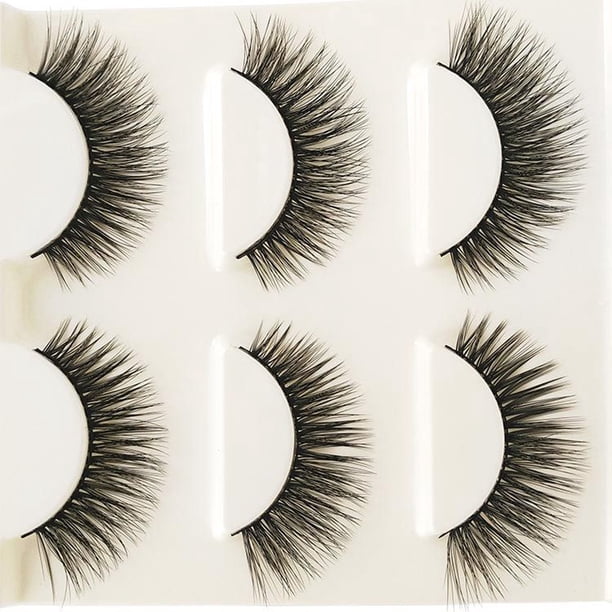 Maquillaje 3D Pestañas postizas largas naturales Pestañas postizas gruesas hechas a mano Negro