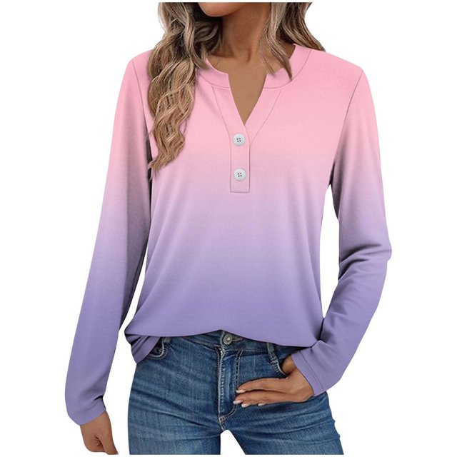 T-Shirt à Manches Longues pour Femmes Femmes Liquidation Femmes Chemises Mixtes Femmes Mode Décontractée Hauts à Boutons à Manches Longues Chemises Blouses Hauts