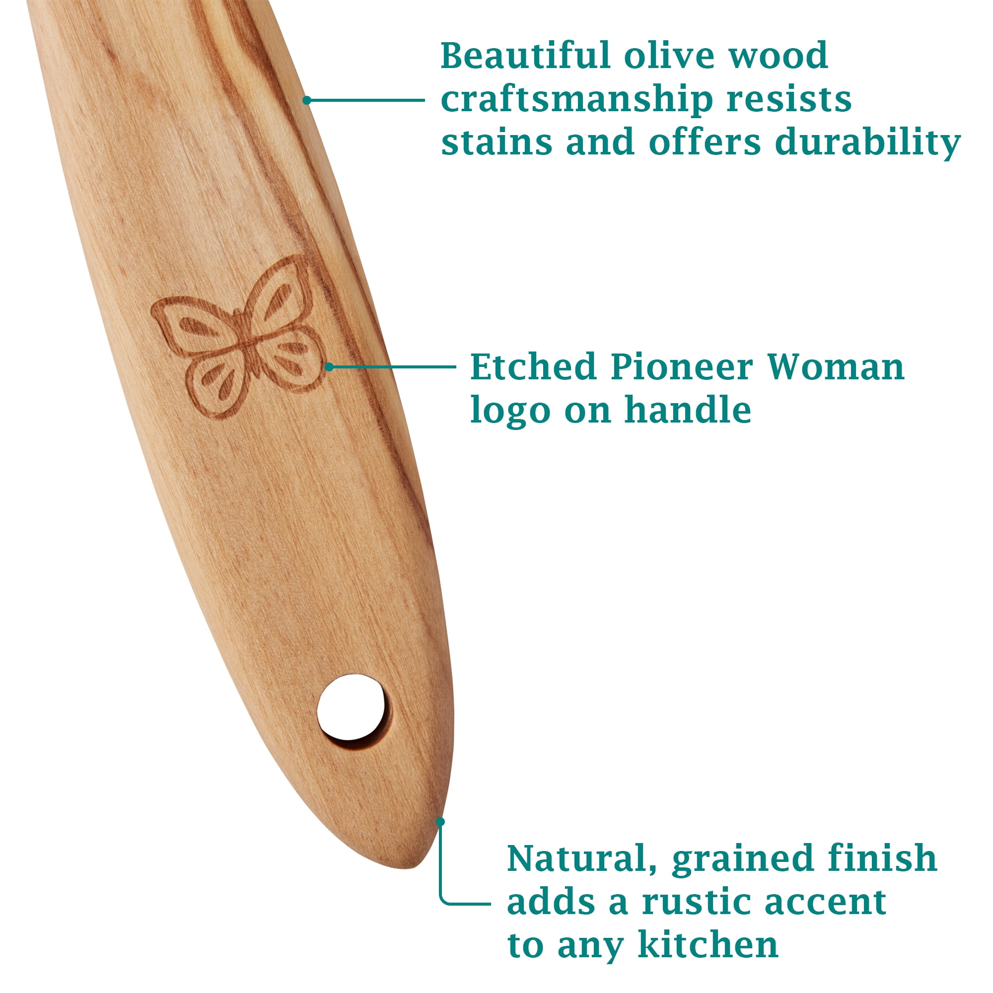 The Pioneer Woman Rustic Olive Wood Slotted Spoon
