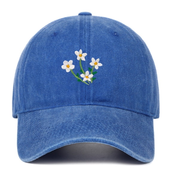 Hats For Women Baseball Cap Blue Classic Hand Flower Design Womens Hats