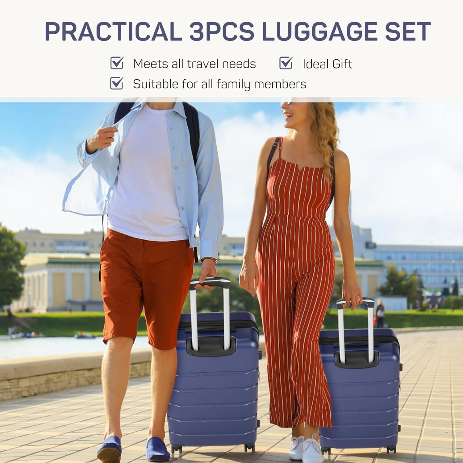 28 Inch Luggage Suitcase with TSA Lock, Lightweight Hardside Rolling Suitcase with Spinner Wheels, Expandable Lightweight Luggage, Blue