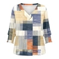 thumbnail image 4 of 3/4 Length Sleeve Womens Tops 2026 Spring Summer Floral Printed V Neck T Shirts Blouse, 4 of 4