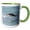 Green/White, variant on 3drose, Falkland Islands. Magellanic Penguins Stand on Wet Beach. Reflection., 11oz Two-tone Blue Mug