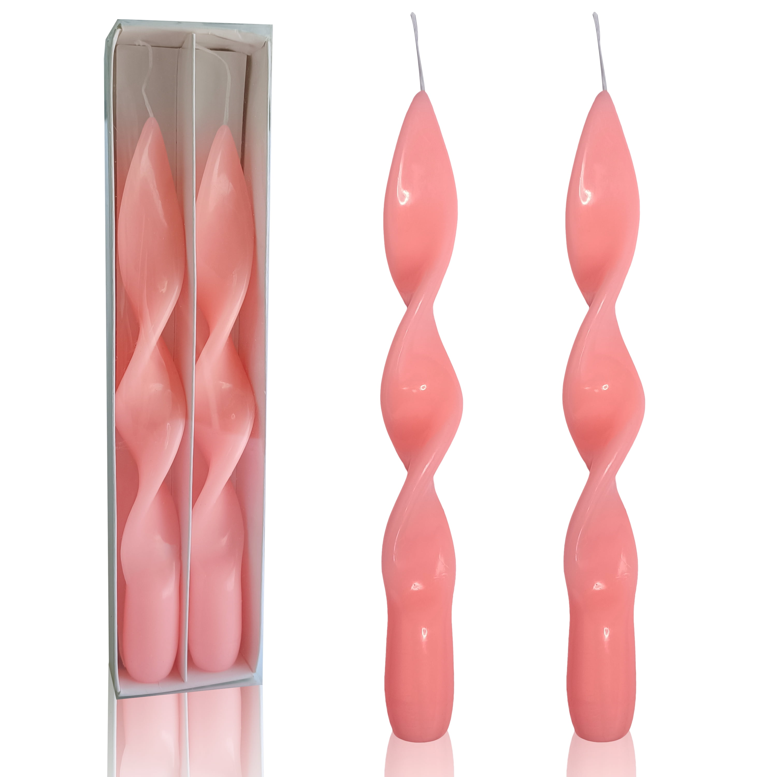 FCMSHAMD 8.8'' Pink Taper Candles Unscented Dripless(2 Pack
