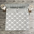 thumbnail image 3 of Ambesonne Garden Quilted Bedspread Set 3 Pcs, Leaves Circles, King Size, Grey White, 3 of 3