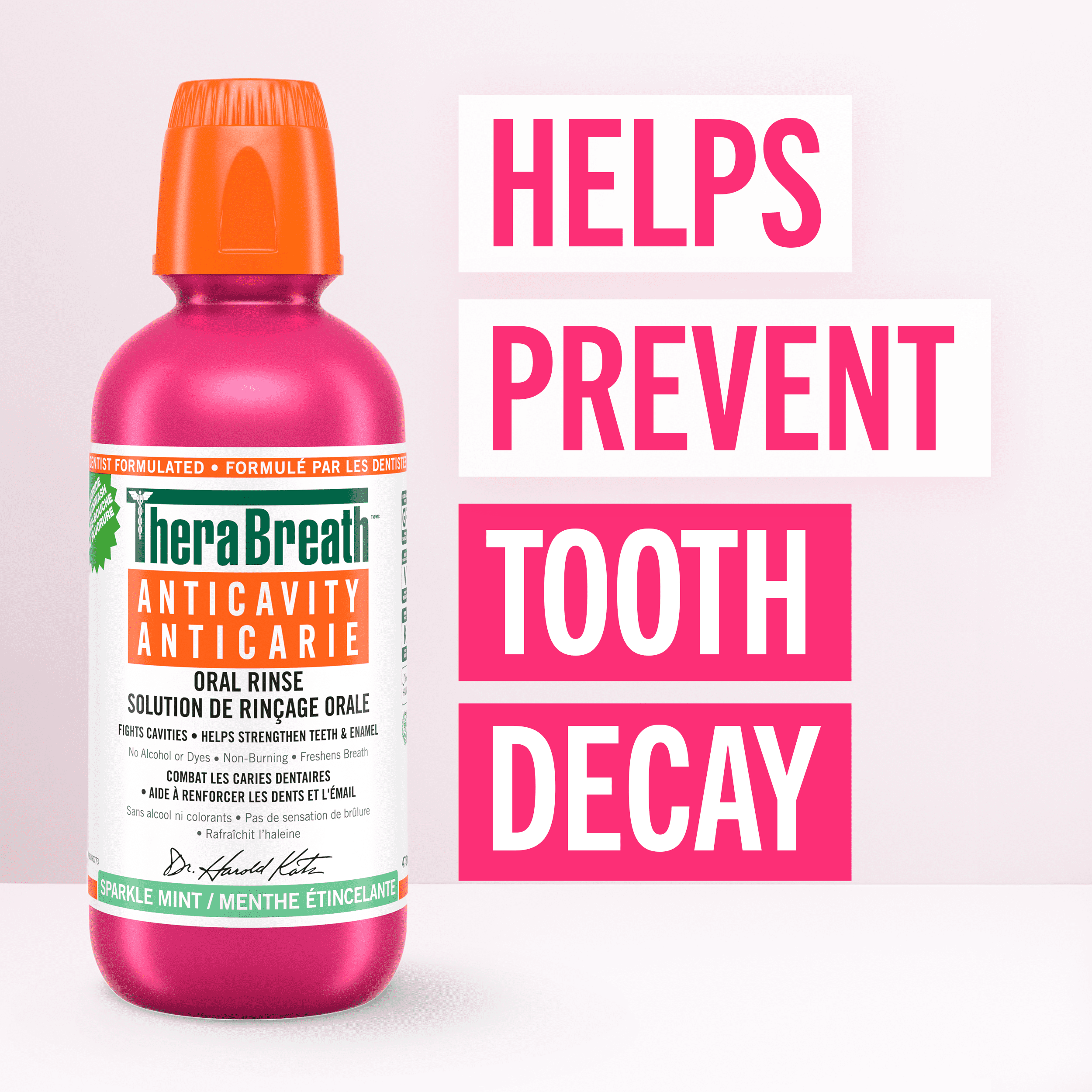 Rince-bouche au fluorure anticarie TheraBreath, Menthe étincelante, formulé par les dentistes, 473mL Therabreath Anticarie