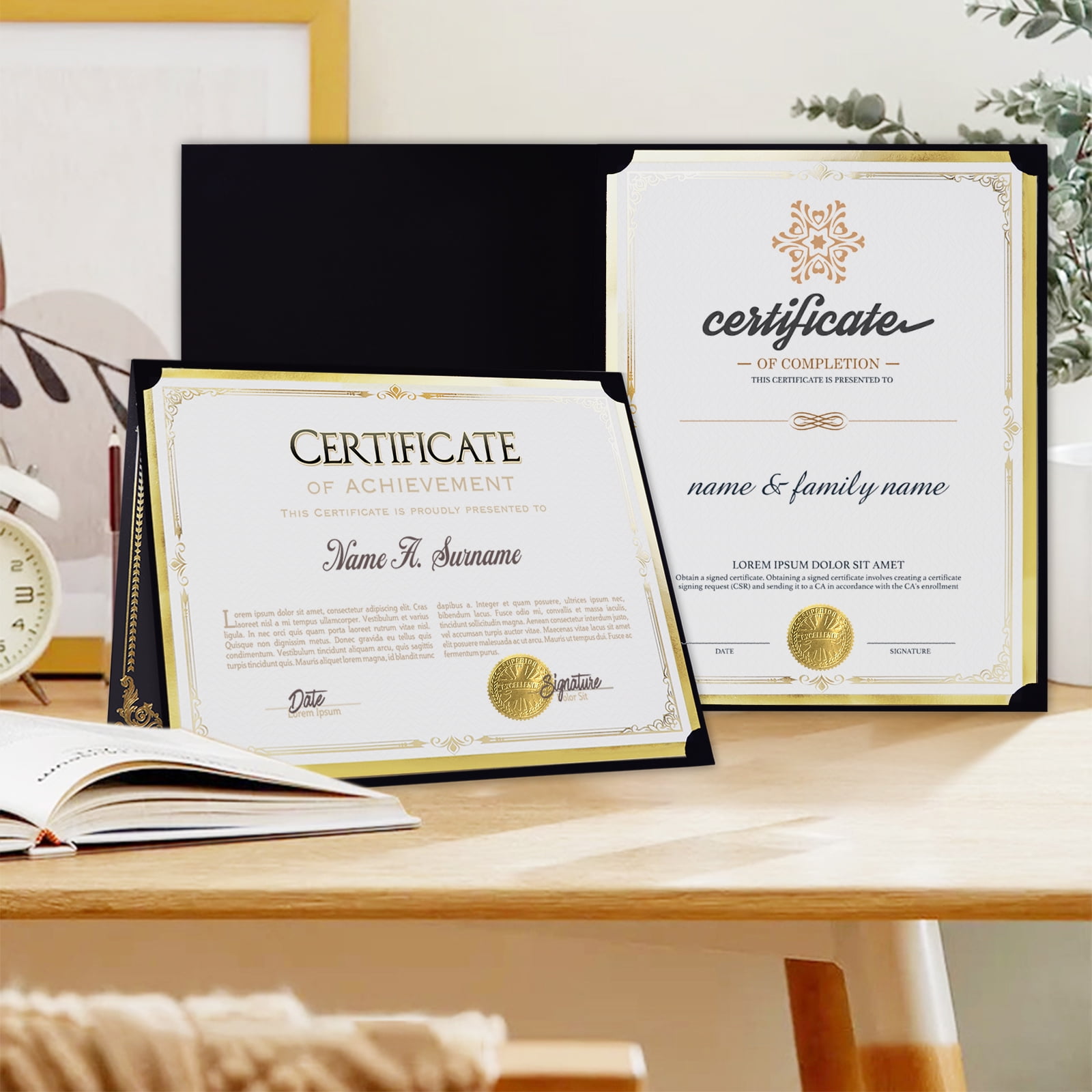 75 Pcs Certificate Paper Kit, 25 Gold foil Border Award Certificate Holders & 25 pcs 8.5x11 Inches Certificate Paper & 25 Certificate Seals Stickers for Graduation Diploma, Award Accomplishment.