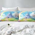 thumbnail image 4 of Erosebridal Rainbow Castle Bed Sheets Set Full Size, Fairy Tale Bed Sheets Full, Spring Flower Reversible Sheet Set Full, Microfiber Room Decor, 4 Pieces, 4 of 7