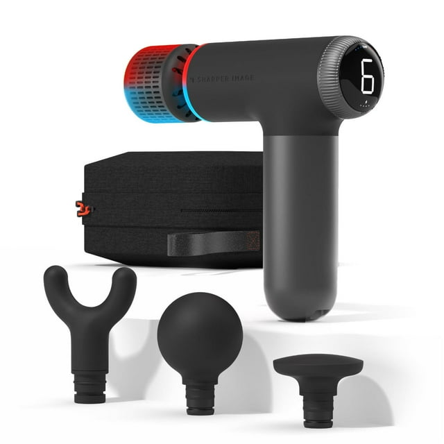 Masajeador Compacto Sharper Image Powerboost Pro+ Blanco con Percusión de Temperatura Dual para Tera