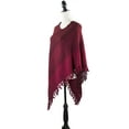 thumbnail image 3 of Styles I Love Womens Color Block Fringe Tassel Poncho Sweater Pullover Cardian Wrap Topper for All Seasons (Red), 3 of 5