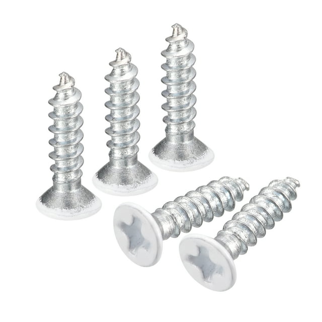 Tornillos blancos ST3x12mm, tornillos autorroscantes, paquete de 100, tornillos de cabeza plana Phillips para trabajar la madera