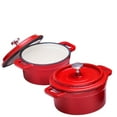 thumbnail image 3 of Bruntmor Red Enameled Dutch Oven Set of 2, 8 Oz Cast Iron Lodge Pots. Mini Seasoned Roaster Cookware., 3 of 5