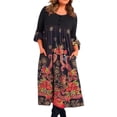 thumbnail image 2 of CHUANK Robe Jupe Femme Jeune Adulte Mode Positionnement Imprimée Manches Longues Longue avec Poches, 2 of 5
