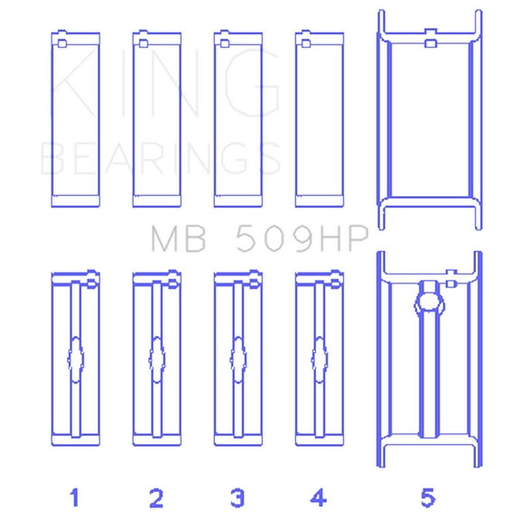 King Engine Bearings MB 509HP STDX Engine Crankshaft Main Bearing Set Fits select: 1971 CHEVROLET CHEVELLE, 1975-1979 CHEVROLET K10