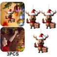 thumbnail image 1 of DQrwqpou 3 Piezas Alce Dibujos Animados Acrílico Navideño Con Sombrero Navidad Decoraciones Colgantes para (1), 1 of 4