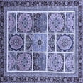 thumbnail image 1 of Ahgly Company Machine Washable Indoor Square Abstract Blue Modern Area Rugs, 4' Square, 1 of 4
