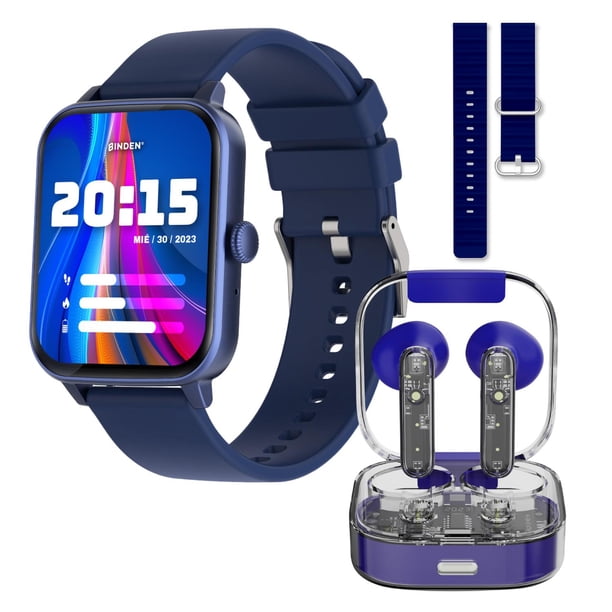 Smartwatch Binden Kulest Kit Reloj Inteligente Audífonos azul