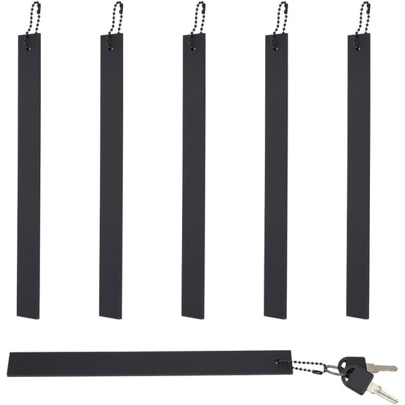 6 Set Commercial Grade Large Keychain Slim Long Keychain Black Heavy Duty Giant Metal Key Chain Not Lose Key Giant Metal Key holder Key Holder