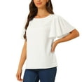 thumbnail image 4 of INSPIRE CHIC Flutter Sleeve Tops for Women's Round Neck Short Sleeve Blouse, 4 of 5