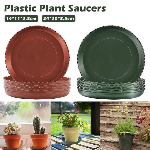 Platillos Para Plantas, 5 Uds., Platos Redondos De Plástico Para Plantas, Bandejas Reutilizables Para Macetas, Bandejas De Goteo, Protección De Superficie Para Plantas, Base Para Macetas Muyoka Hogar