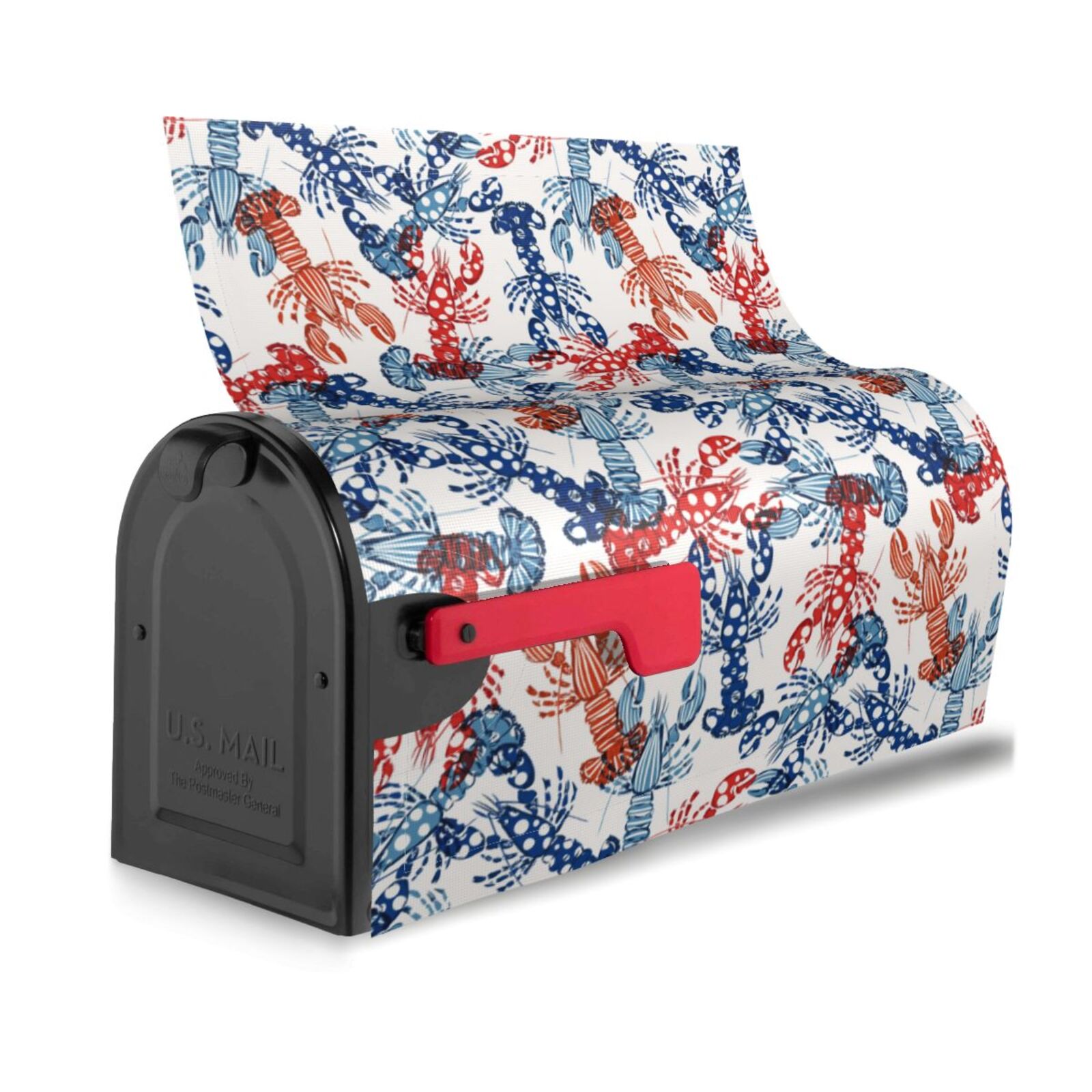 Gukieu Red Lobster Print Magnetic Mailbox Cover, Sun-proof and Waterproof Home Yard Mailbox Cover-25.5x21 in