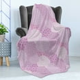 thumbnail image 4 of Floral Soft Flannel Fleece Blanket, Dahlia Petals Blossoming Perennial Spring Flowers Rural Flourish Pattern, Cozy Plush for Indoor and Outdoor Use, 70" x 90", Baby Pink Pale Mauve, by Ambesonne, 4 of 5
