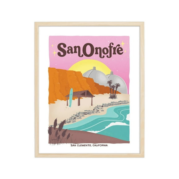 San Onofre Retro Travel Poster, California Vintage Wall Art Print, Beach Surfing Wall Art, Modern Wall Decor, 8x12 UNFRAMED