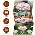 thumbnail image 7 of Tulips Spring Floral Round Tablecloth, Fitted Table Cover with Elastic for 45"-54" Round Tables, Pink Plaid Flowers Butterfly Pastoral Table Cloth Outdoor Indoor Dinning Party Waterproof Tablecloths, 7 of 7